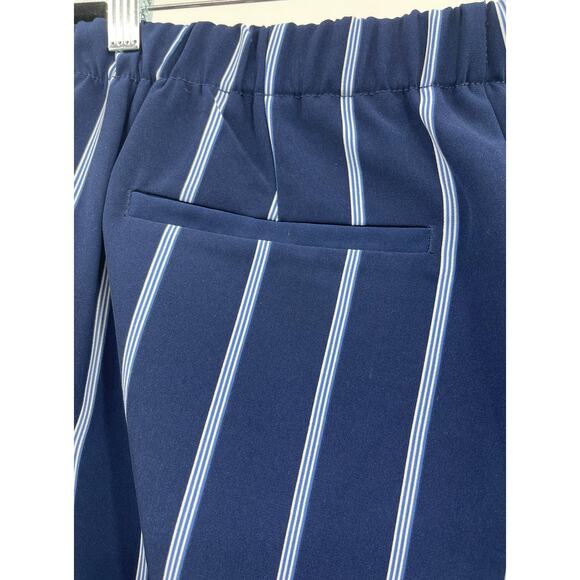 Old Navy Womens High Rise Straight Leg Pant Flat Front Blue White Stripes Sz 12 - Picture 5 of 6